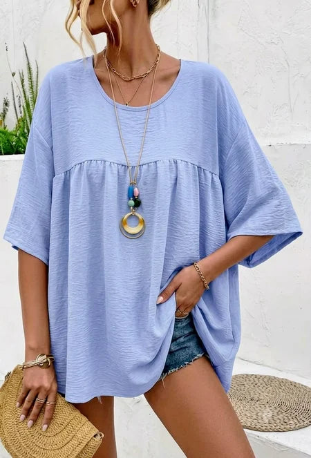 Blouse col rond avec collier grande taille