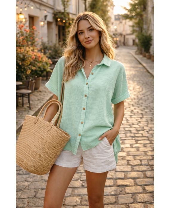 Chemise gaze de coton femme – 7 couleurs