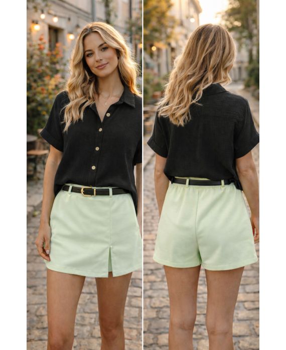 Jupe-short femme en viscose avec ceinture - boutikfaby