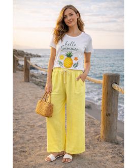 PANTALON GAZE DE COTON LARGE 2 POCHES