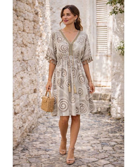ROBE IMPRIMEE POMPONS