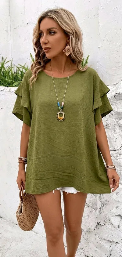 Blouse à collier kaki | boutikfaby.fr
