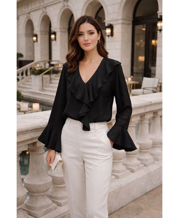 Blouse à volants femme – Viscose et Nylon