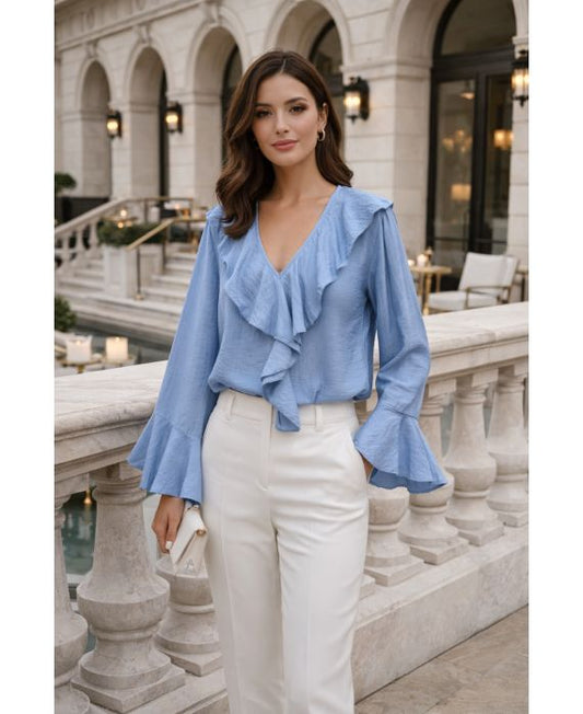 Blouse à volants femme – Viscose et Nylon