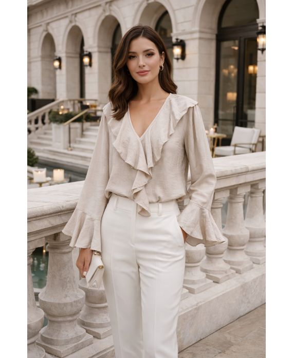 Blouse à volants femme – Viscose et Nylon