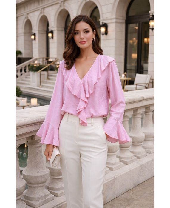 Blouse à volants femme – Viscose et Nylon