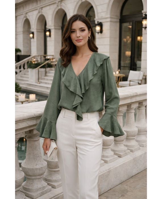 Blouse à volants femme – Viscose et Nylon