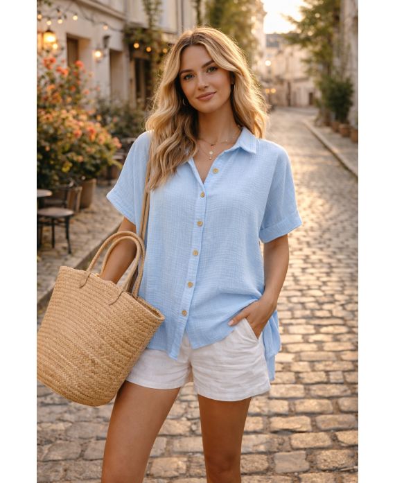 Chemise gaze de coton femme – 7 couleurs