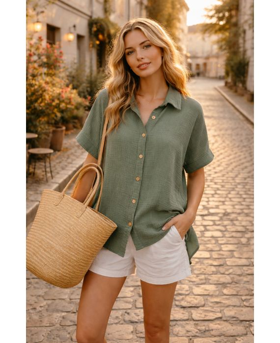 Chemise gaze de coton femme – 7 couleurs