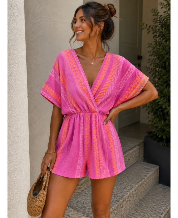 Combinaison short gaze de coton femme