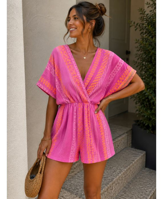 Combinaison short gaze de coton femme