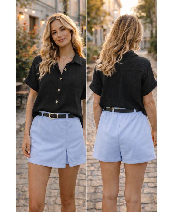 Jupe-short femme en viscose avec ceinture - boutikfaby