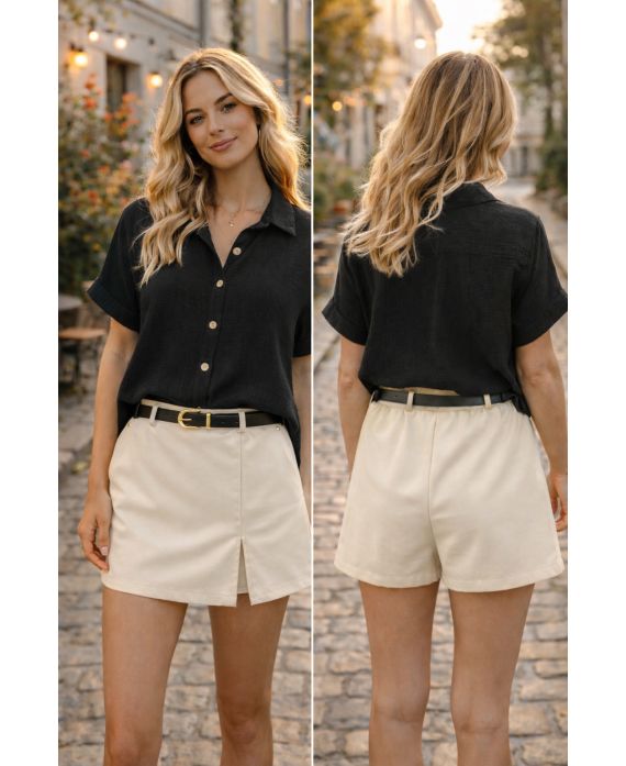 Jupe-short femme en viscose avec ceinture - boutikfaby