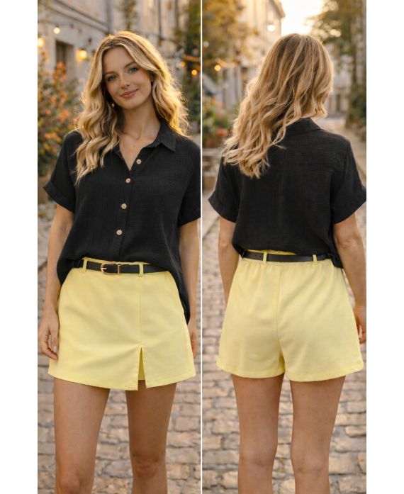 Jupe-short femme en viscose avec ceinture - boutikfaby