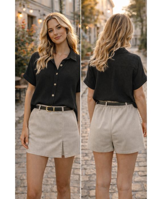 Jupe-short femme en viscose avec ceinture - boutikfaby