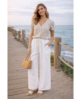 PANTALON GAZE DE COTON LARGE 2 POCHES