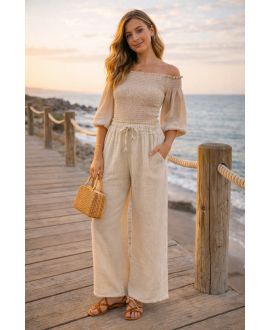 PANTALON GAZE DE COTON LARGE 2 POCHES