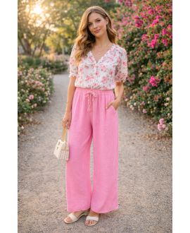 PANTALON GAZE DE COTON LARGE 2 POCHES