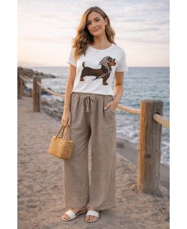 PANTALON GAZE DE COTON LARGE 2 POCHES