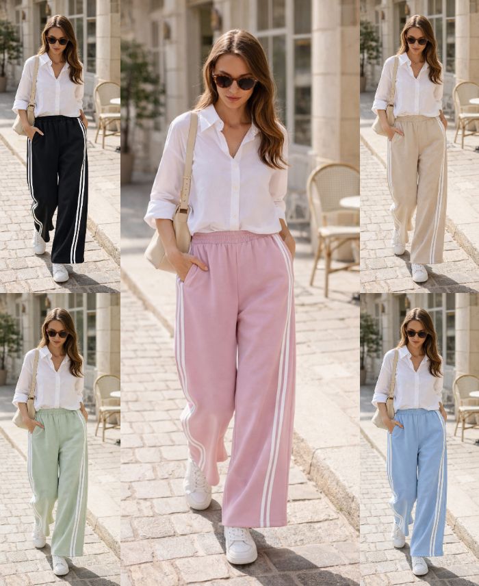 PANTALON LARGE A 2 BANDES 2 POCHES