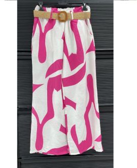 PANTALON LARGE IMPRIME 2 POCHES + CEINTURE