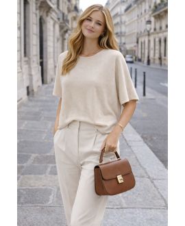 Pull fluide sans couture col rond