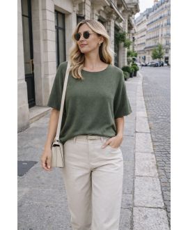 Pull fluide sans couture col rond