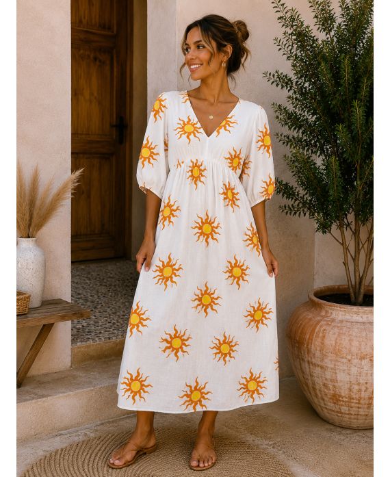 Robe gaze de coton Soleil femme – Longue 120cm