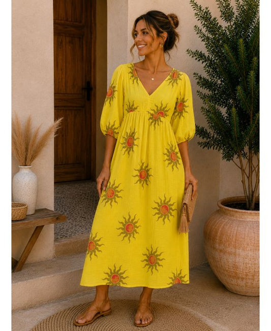Robe gaze de coton Soleil femme – Longue 120cm