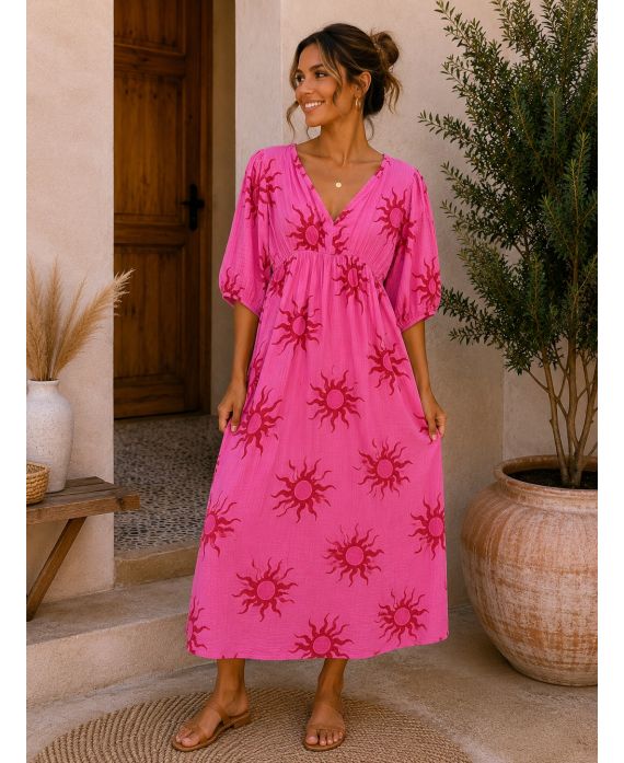 Robe gaze de coton Soleil femme – Longue 120cm