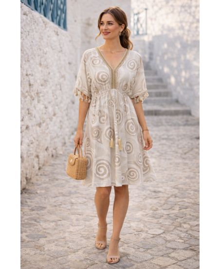 ROBE IMPRIMEE POMPONS