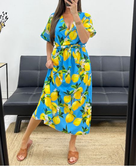 Robe longue Lemon femme 130cm – Floral & Vert