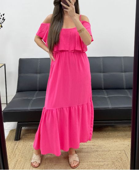Robe longue à volants femme 130cm – Rose & Noir
