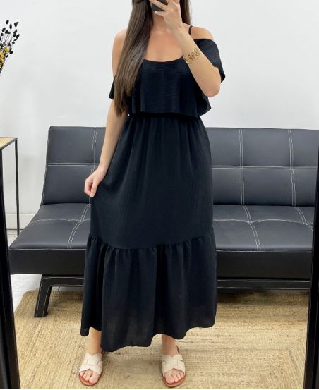 Robe longue à volants femme 130cm – Rose & Noir