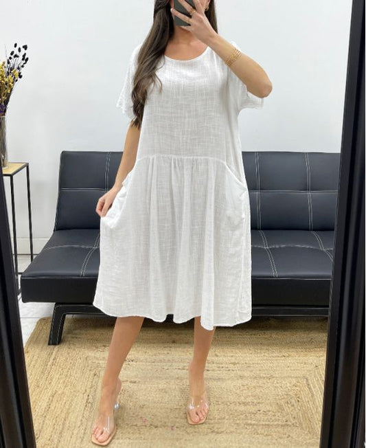 ROBE OVERSIZE 2 POCHES GAZE DE COTON