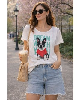 T-SHIRT COTON IMPRIME DREAM WITH YOU