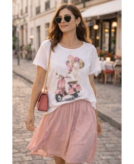 T-SHIRT IMPRIME SCOOTER VINTAGE