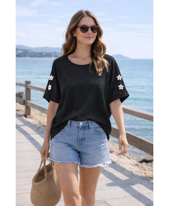 TOP AMPLE A MANCHES FANTAISIE