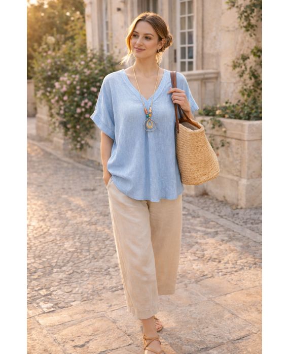 TOP FLUIDE TEXTURE AVEC COLLIER