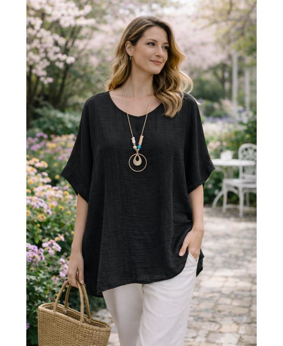 tunique-ample-avec-collier noir | boutikfaby
