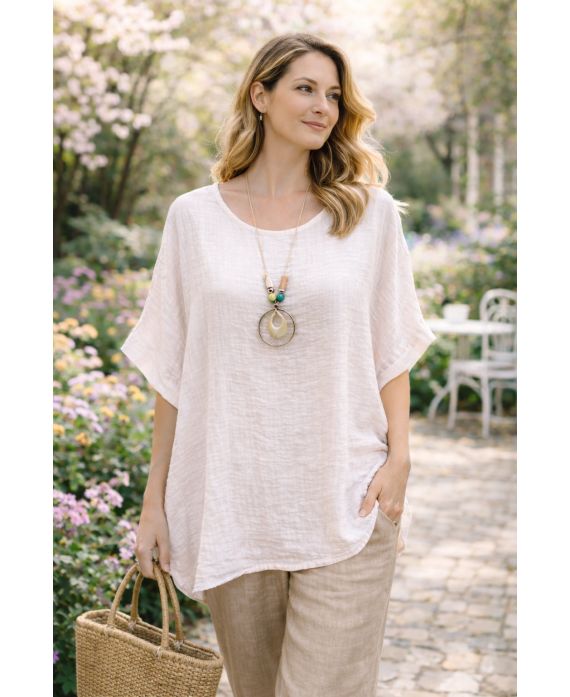 tunique-ample-avec-collier blanc |boutikfaby
