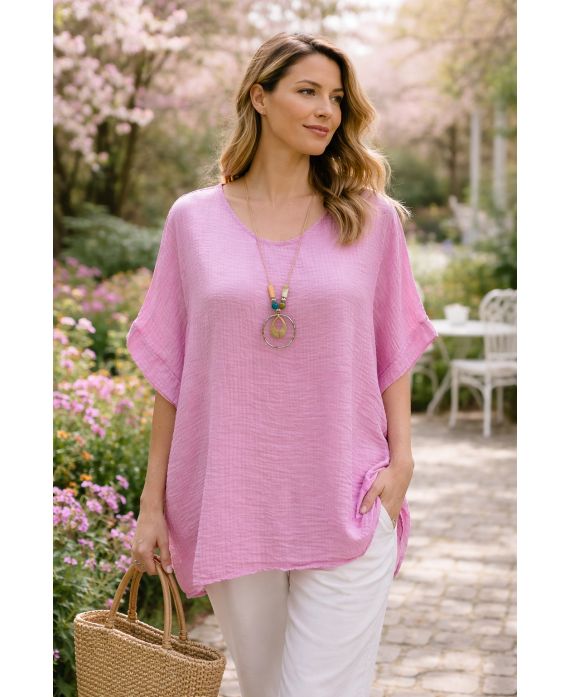 tunique-ample-avec-collier rose |boutikfaby