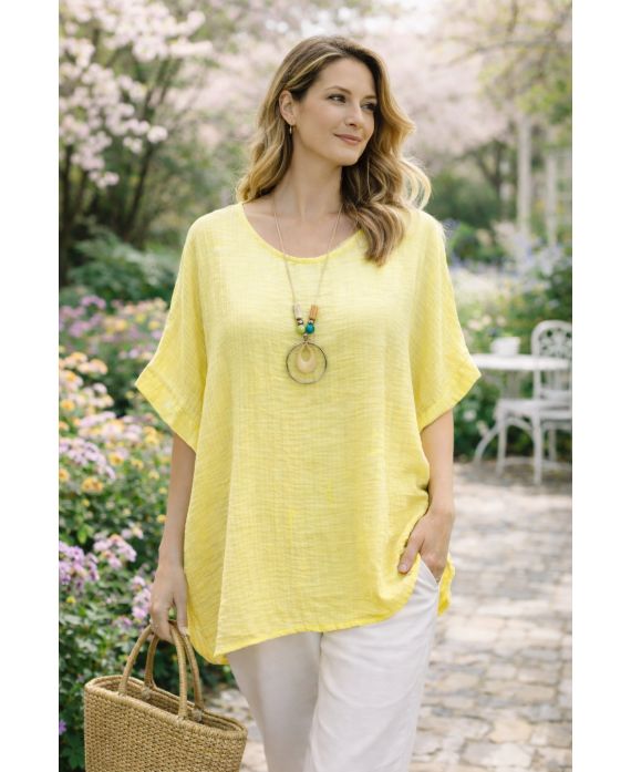 Tunique ample gaufrée avec collier offert – 8 couleurs