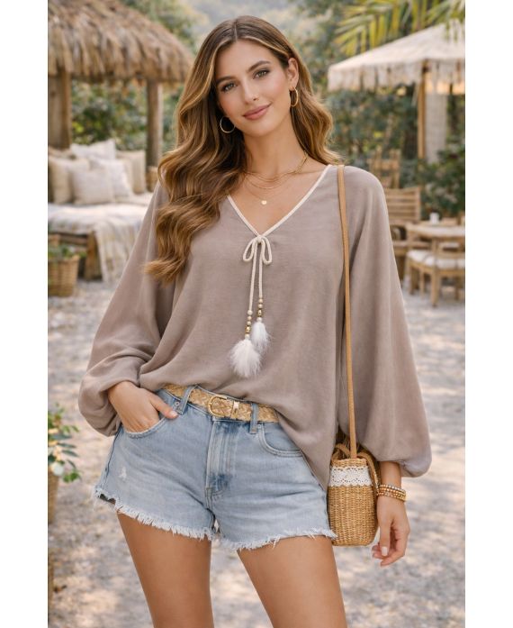 tunique-boheme taupe | boutikfaby