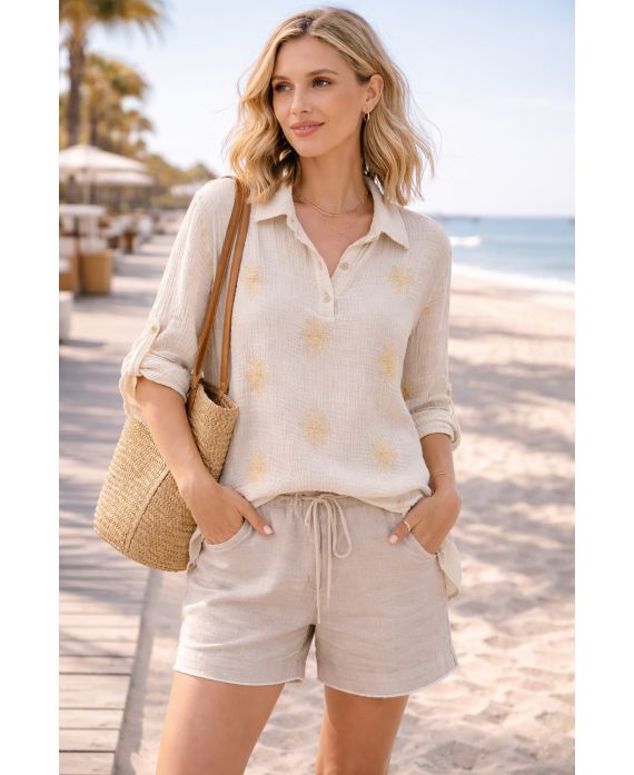 Tunique gaze de coton brodée femme – 6 couleurs